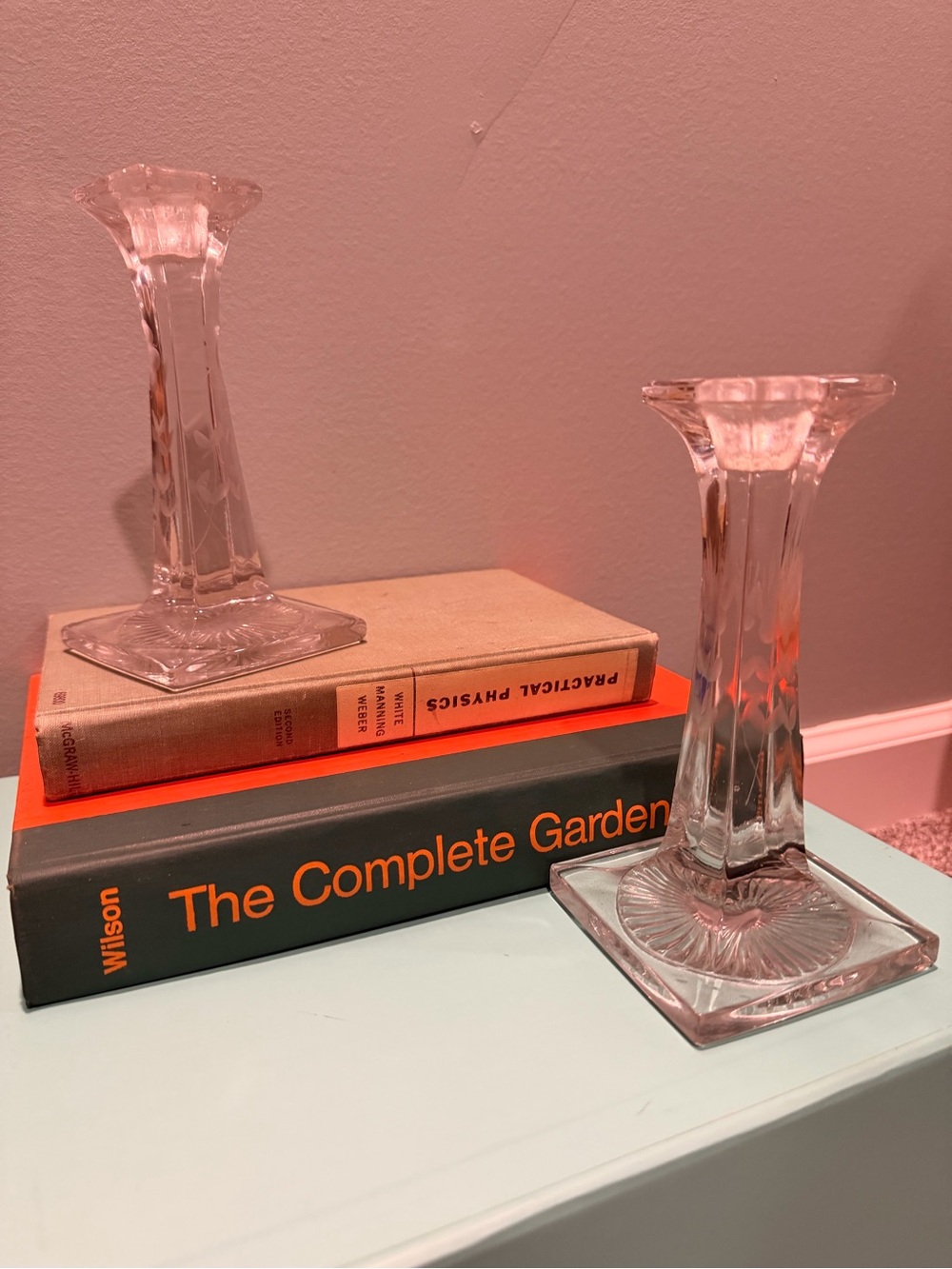 Clear Glass Candlestick Pair - Home Accents